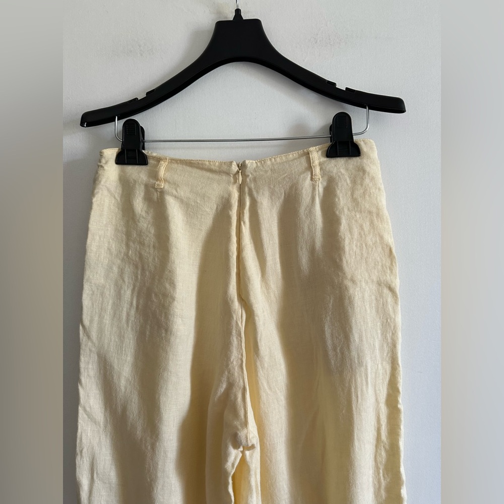 Rhythm Light Yellow High Waisted Linen Wide Leg Zip Up Pants size 4 EUC - Picture 5 of 8